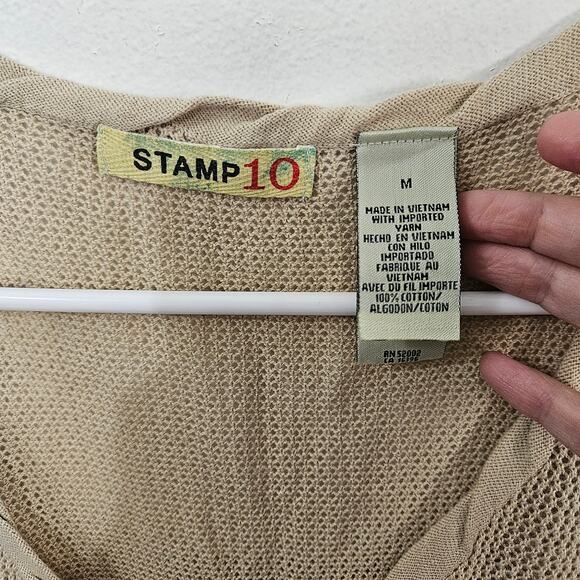 Stamp 10 Top Womens Cream Crochet Mesh Y2K Boho Size 10 Medium 100% Cotton - Picture 6 of 6
